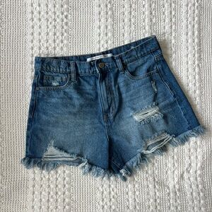 Celebrity Pink Blue Distressed Jean Shorts
